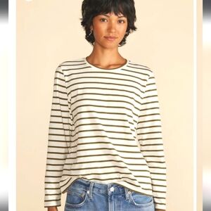 Amour Vert Organic Cotton Striped Long Sleeve Berkeley Top